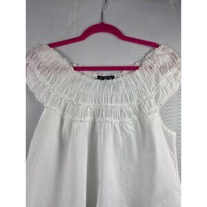 J.Crew Womens White Off-Shoulder Ruffle Top Medium 100% Cotton Made In India
